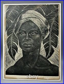 Original MARGARET BRUNDIDGE Linocut Prints c. 1957 African American