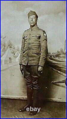 Original Ww1 Us Army African American First Army Soldier Photo Postcard Rppc