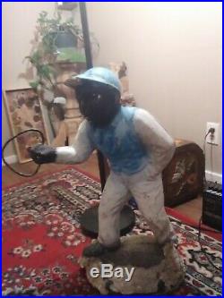 Oringinal cement Antique vintage Lawn Jockey Hiching Post. Rare, hard to find