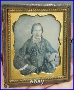 POWERFUL Daguerreotype Photograph Image Young Woman Work Hardened Hands CONTRAST
