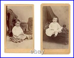 PR 19thc Victorian Child & Black Rag Doll CDV Studio Photos