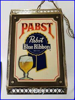 Pabst Blue Ribbon PBR Rotating Beer Sign Black Americana Hanging Motion Lamp