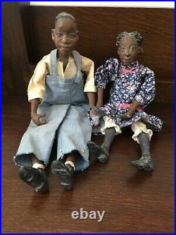 Pair Of Daddy Long Legs Dolls Junior & Phoebe Black Americana Karen Germany Euc