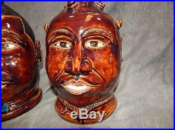 Pair of Black Americana Face Jugs by Winton-Rosa Eugene 2003/2004