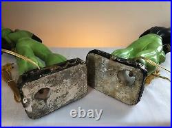 Pair of Vintage 1950's Man/Woman Black Americana Genie Chalkware Lamp 18 Tall