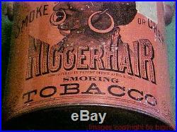 Patent Date 1878 N Bigger Hair Tobacco Pail Tin -Large 6 1/2 Tall FINE COND