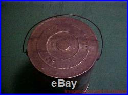Patent Date 1878 N Bigger Hair Tobacco Pail Tin -Large 6 1/2 Tall FINE COND