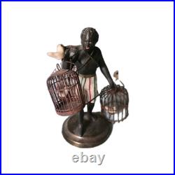 Petite Choses Blackamoor BIRDCAGE SELLER Bronze Nubian Statue Black Americana