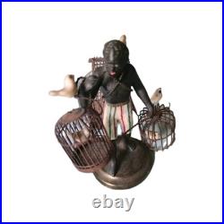 Petite Choses Blackamoor BIRDCAGE SELLER Bronze Nubian Statue Black Americana