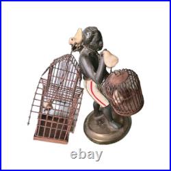 Petite Choses Blackamoor BIRDCAGE SELLER Bronze Nubian Statue Black Americana
