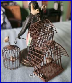 Petite Choses Blackamoor BIRDCAGE SELLER Bronze Nubian Statue Black Americana Petite Choses Blackamoor BIRDCAGE SELLER Bronze Nubian Statue Black Americana
