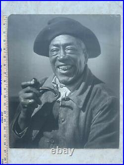 Pipe Smoking Vintage Early Large Photo African Smiling American
