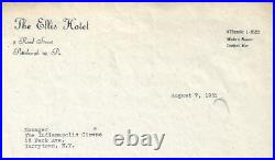 PittsburghAfrican American Hotel1951 Letter Indianapolis Clowns Baseball Mgr