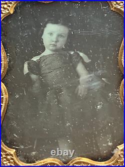 Post Mortem Daguerreotype Child Girl Mother of Pearl Memorial Case 1/9 Plate