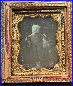 Post Mortem Daguerreotype Child Girl Mother of Pearl Memorial Case 1/9 Plate