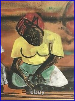 Powerful Black Picasso WALTER SANFORD Original Painting Signed Field Hands