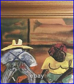 Powerful Black Picasso WALTER SANFORD Original Painting Signed Field Hands