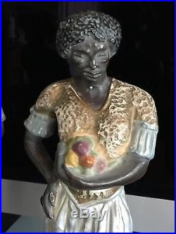 Pr Antique MCM glazed ceramic African Blackamoor Nubian 16 figures Americana