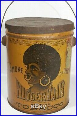 Pre BIGGER Hair Tobacco Tin Black Americana B. LEIDERSDORF CO. Milwaukee, WI LID