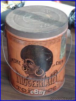 Pre-Bigger Hair Smoking Tobacco Tin w Tax Stamp Black Americana Biggerhair Can