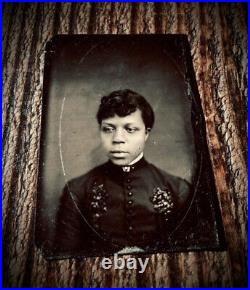 Pretty black african american teenage girl young woman beaded dress 1800s photo
