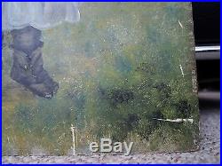 Primitive 1880's Black Americana Portraits Signed oil Painting. African American