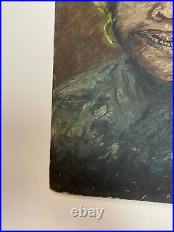 Primitive Black Americana Folk Art Oil Painting Portrait Of A Women