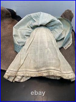 Primitive? Black americana stuffed ragdoll WithBlue & white checkered housedress