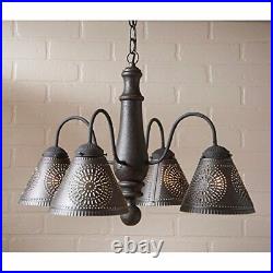 Primitive Country Farmhouse Colonial Crestwood Chandelier in Americana Black