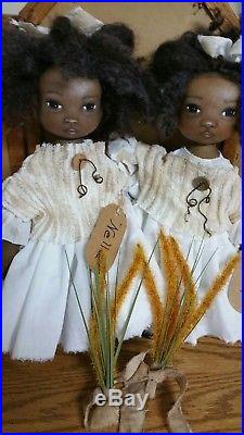 Primitive folk art black twin dolls/ Nella & Nikki/14