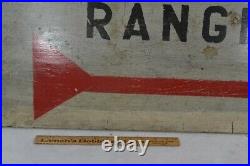 Primitive wood hand painted sign Shooting Range 33 x 16 original 1900