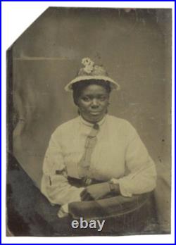Proud African American Woman 1860 Well Dressed Black Lady Woman Antique Tintype