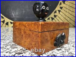 RARE 1920s Dunhill YZ Wood & Bakelite Black Man Pipe Smoking Tobacco Trinket Box