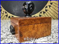 RARE 1920s Dunhill YZ Wood & Bakelite Black Man Pipe Smoking Tobacco Trinket Box