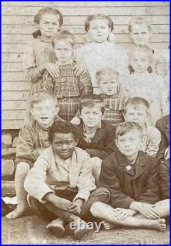 RARE! AFRICAN AMERICAN STUDENTS with BAREFOOT CLASSMATES 1 ROOM SCHOOL HOUSE 1906