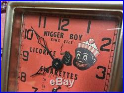Rare Antique Ansonia Black Americana Advertising Niger Boy Cigarettes Tin Clock