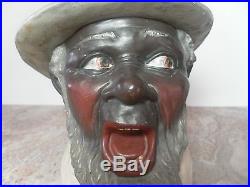 RARE ANTIQUE OLD BLACK MAN FIGURAL HUMIDOR TOBACCO JAR BERNHARD BLOCH Ca. 1900