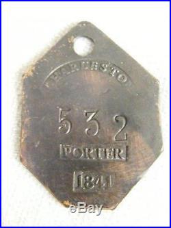 Rare Authentic Charleston Sc Slave Tag 1841 Porter Copper Token
