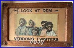 RARE African Am TOBACCO Ad Look At Dem Verdon Twisters Framed