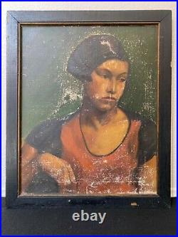 RARE Antique 1920s Black African American Harlem Renaissance Oil Painting