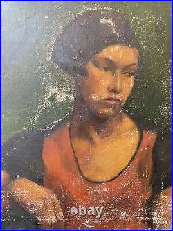 RARE Antique 1920s Black African American Harlem Renaissance Oil Painting