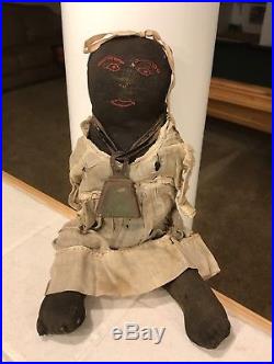 RARE Antique Black Americana Primitive Folk Art Doll Hand Stuffed Civil War era