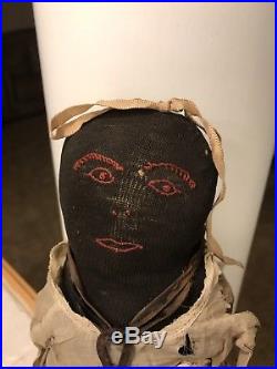 RARE Antique Black Americana Primitive Folk Art Doll Hand Stuffed Civil War era