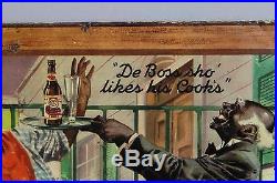 RARE Antique Cooks Beer Goldblume Black Americana Tin Litho Advertising Sign