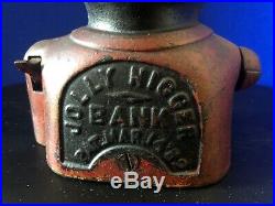 RARE Black Americana Cast Iron Jolly N Mechanical Bank J & E Stevens 1882