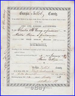 RARE Black Americana SLAVE Freedmen Bureau 1868 Marriage License Document