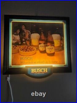 RARE Busch Beer Sign Black Americana Lighted Bar Sign Western Woman Cowboy