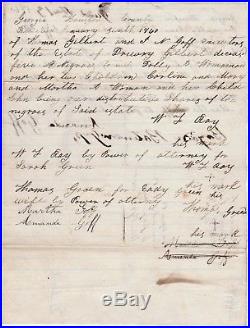 RARE Document 1860 Estate Inheritance Slaves Houston Co Georgia Black Americana