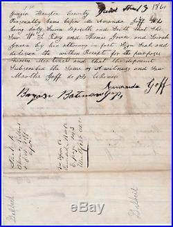 RARE Document 1860 Estate Inheritance Slaves Houston Co Georgia Black Americana