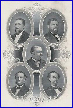 RARE Engraved portrait Black African-American Reconstruction Congress print 1883